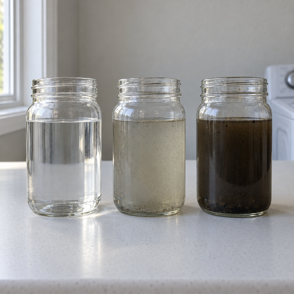 clean gray and black water categories in sample jars